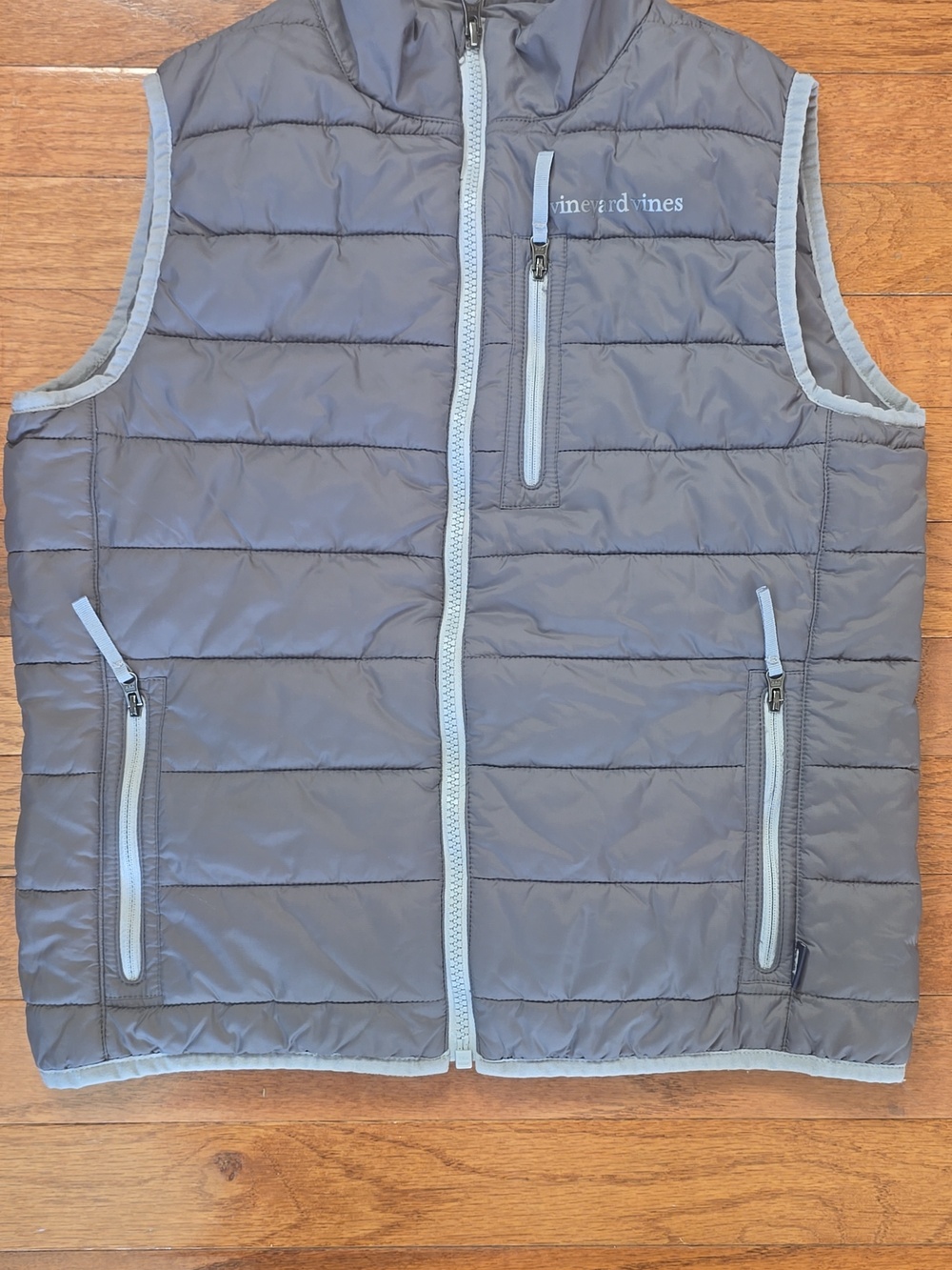 Vineyard Vines Kids Light Gray Quilted Puffer Vest